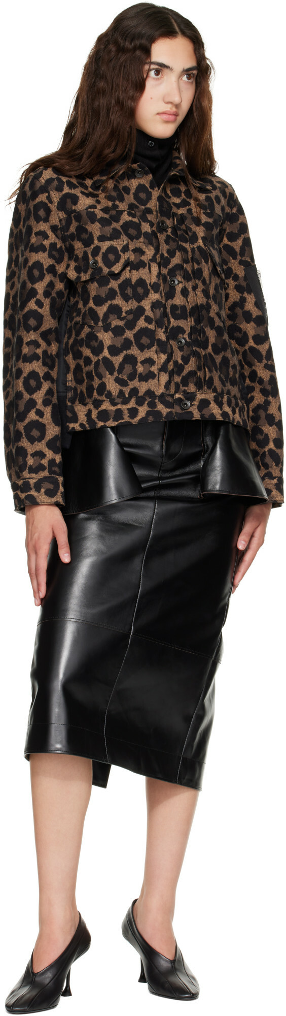sacai Beige Leopard x Nylon Twill Jacket