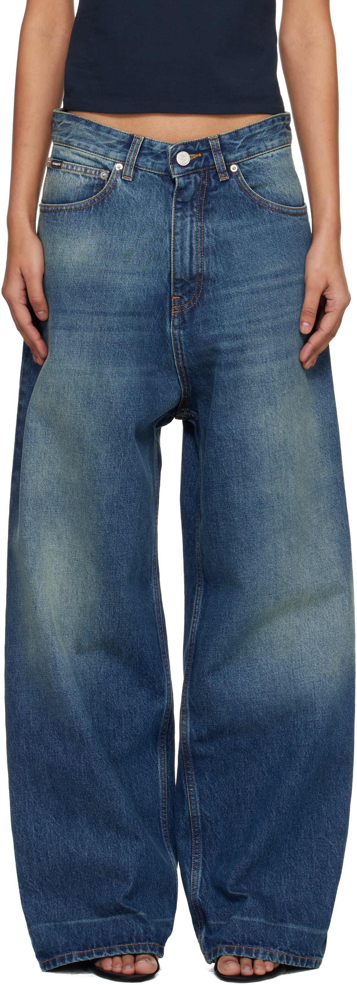VETEMENTS Navy Washed Baggy Jeans