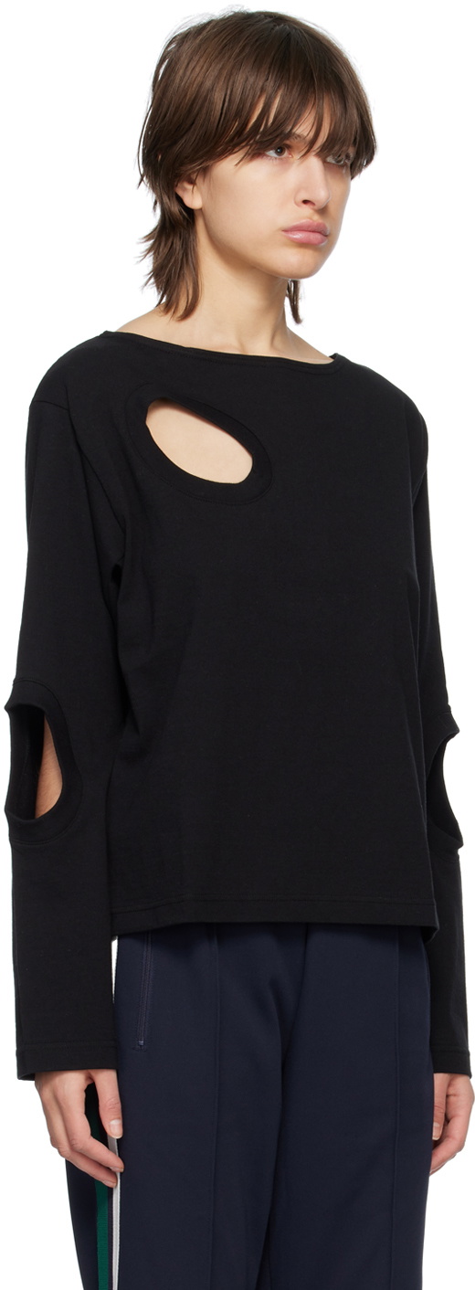 INSCRIRE Black Cutouts Long Sleeve T-Shirt