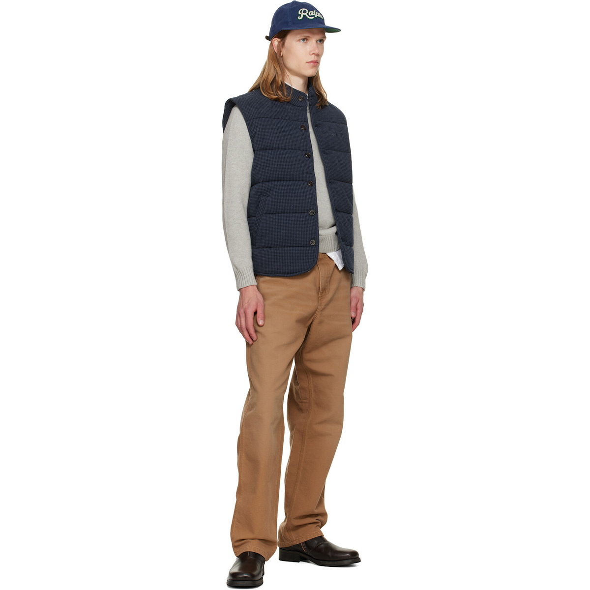 Polo Ralph Lauren Navy Houndstooth-Print Estate-Rib Vest