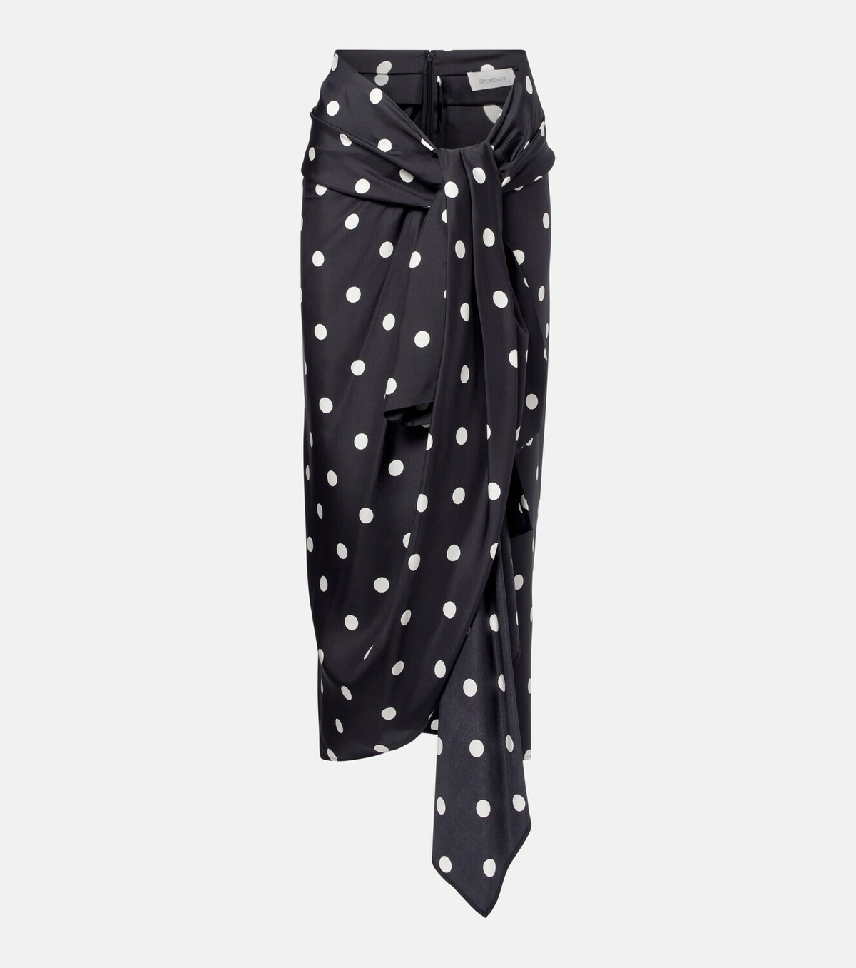 Sportmax Polka-dot silk satin wrap skirt