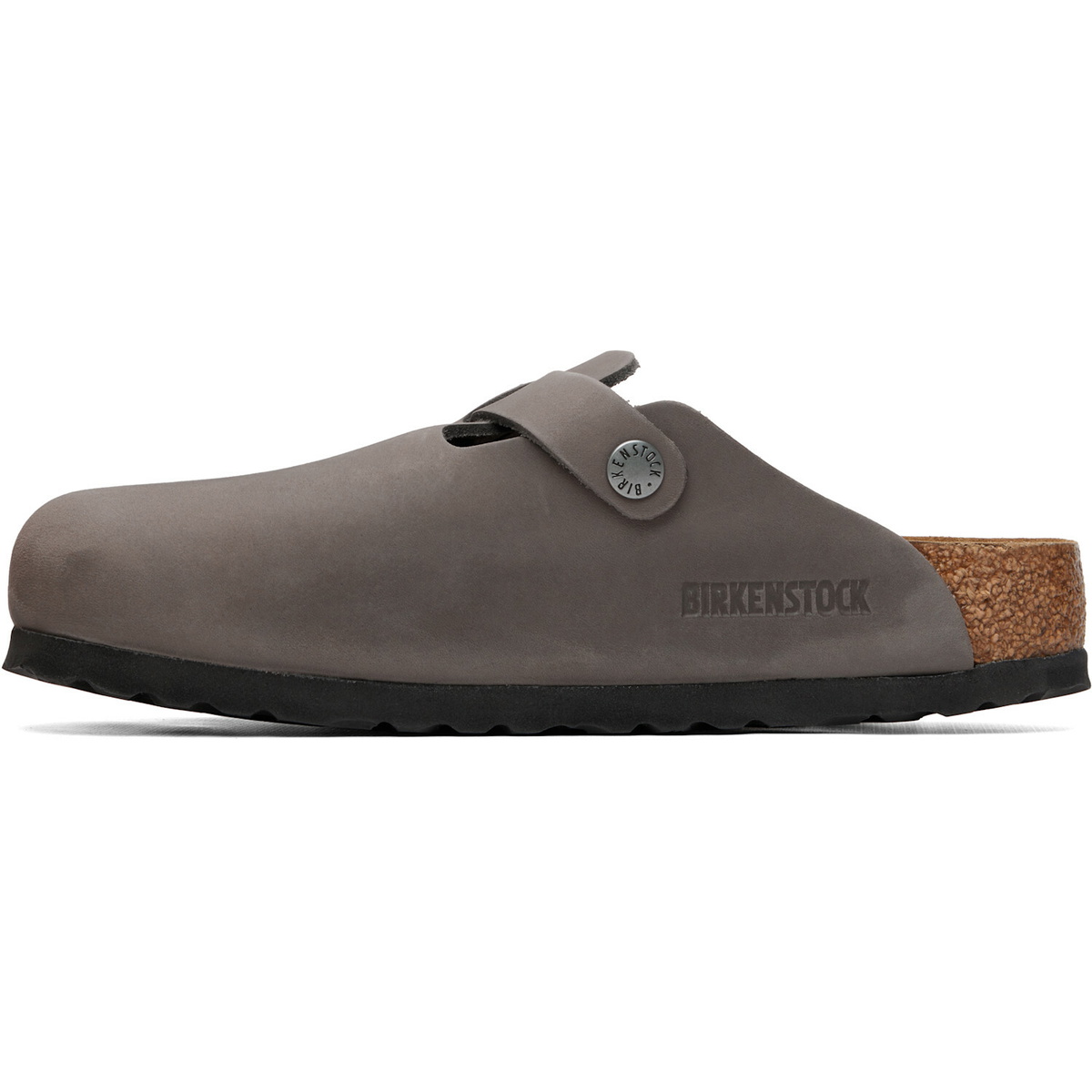 Birkenstock Gray Regular Boston Soft Footbed Oiled Leather Loafers