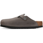 Birkenstock Gray Regular Boston Soft Footbed Oiled Leather Loafers