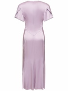 VICTORIA BECKHAM Gathered V-neck Satin Midi Dress