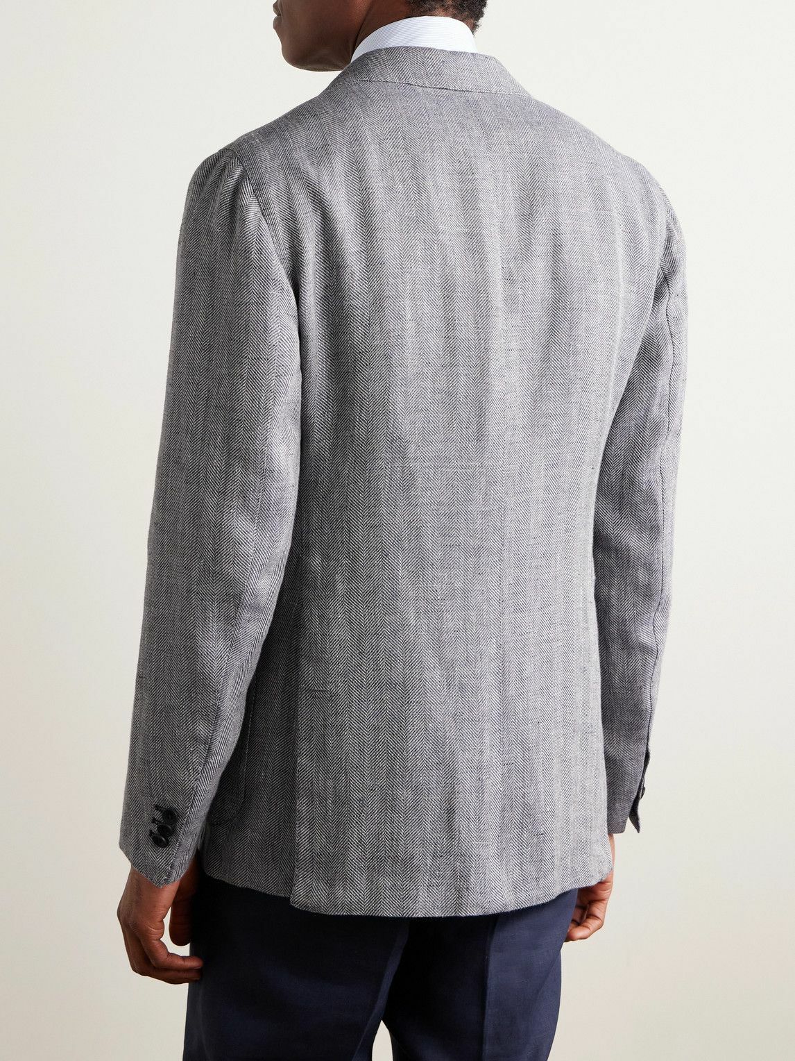 J. Mueser - Waverly Herringbone Linen and Wool-Blend Blazer - Blue