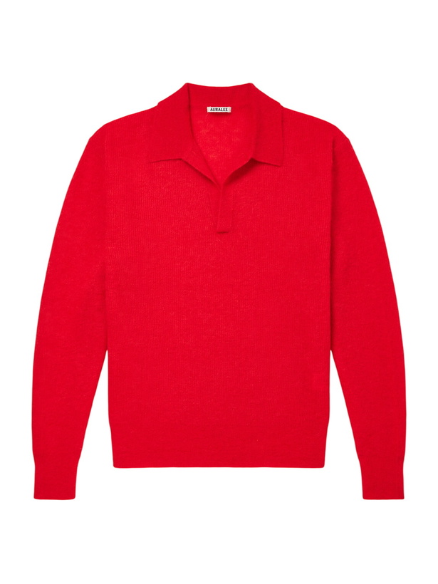Photo: Auralee - Alpaca-Blend Polo Sweater - Red