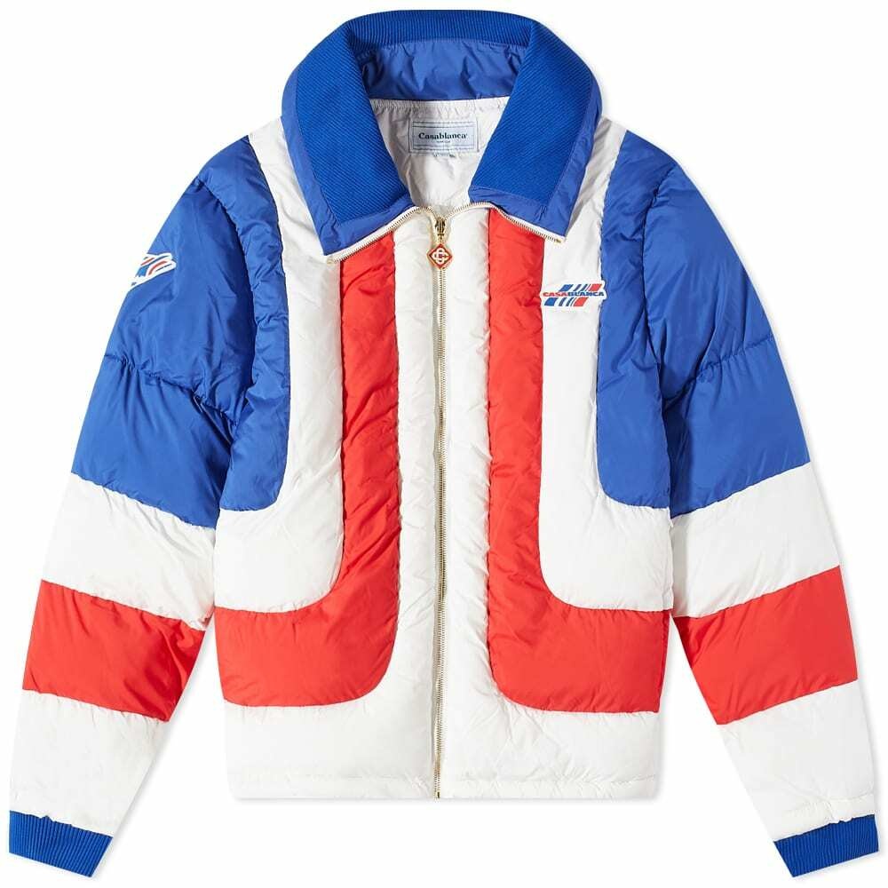Photo: Casablanca Men's Curve Panel Puffer Jacket in Red/White/Blue