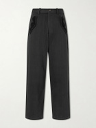 Kartik Research - Straight-Leg Embroidered Cotton-Twill Trousers - Black