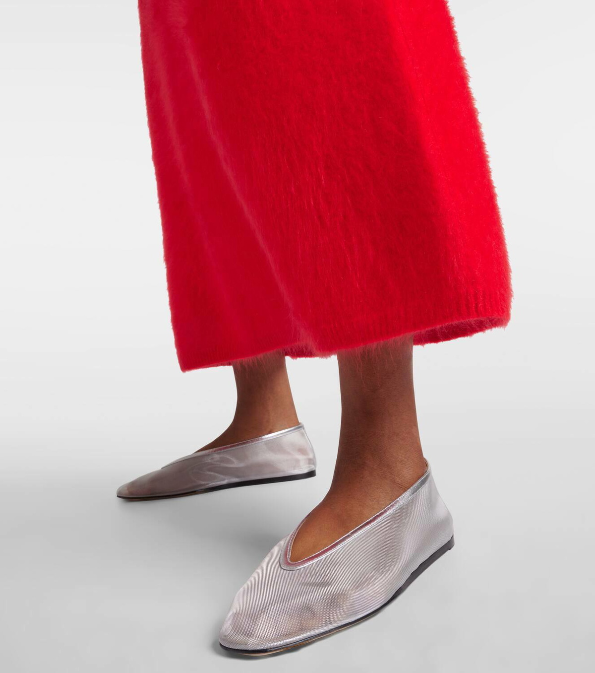 Le Monde Béryl Luna leather-trimmed mesh ballet flats