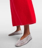 Le Monde Béryl Luna leather-trimmed mesh ballet flats