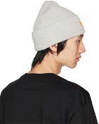 MSGM Gray Embroidered Logo Beanie
