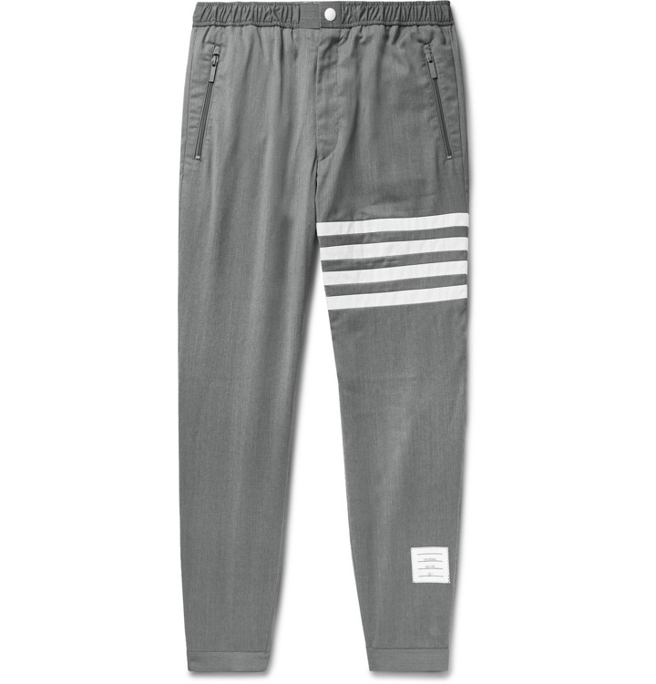 Photo: Thom Browne - Grey Slim-Fit Striped Wool Trousers - Gray