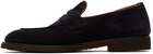 Brunello Cucinelli Navy Suede Penny Loafers