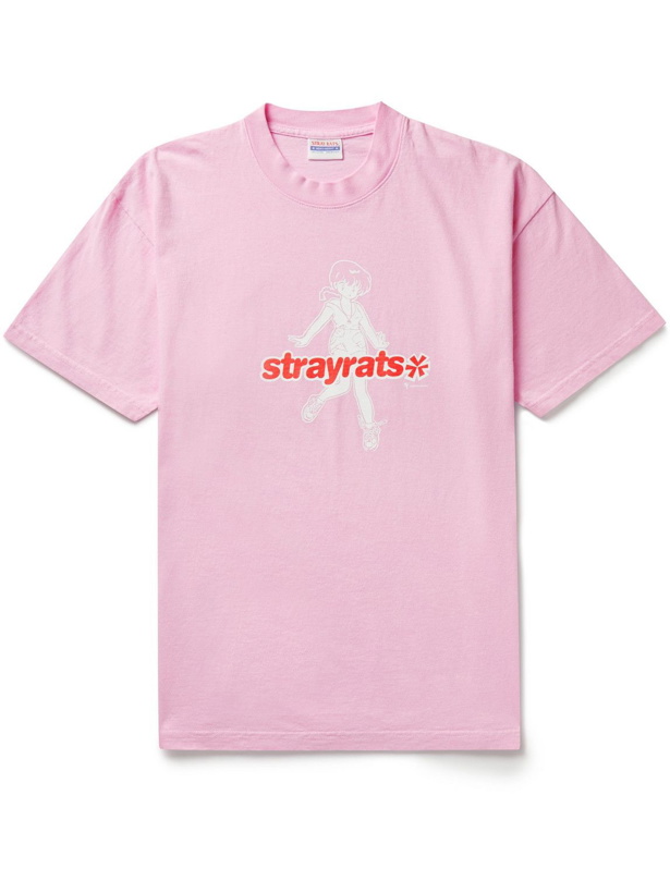 Photo: Stray Rats - Logo-Print Cotton-Jersey T-Shirt - Pink