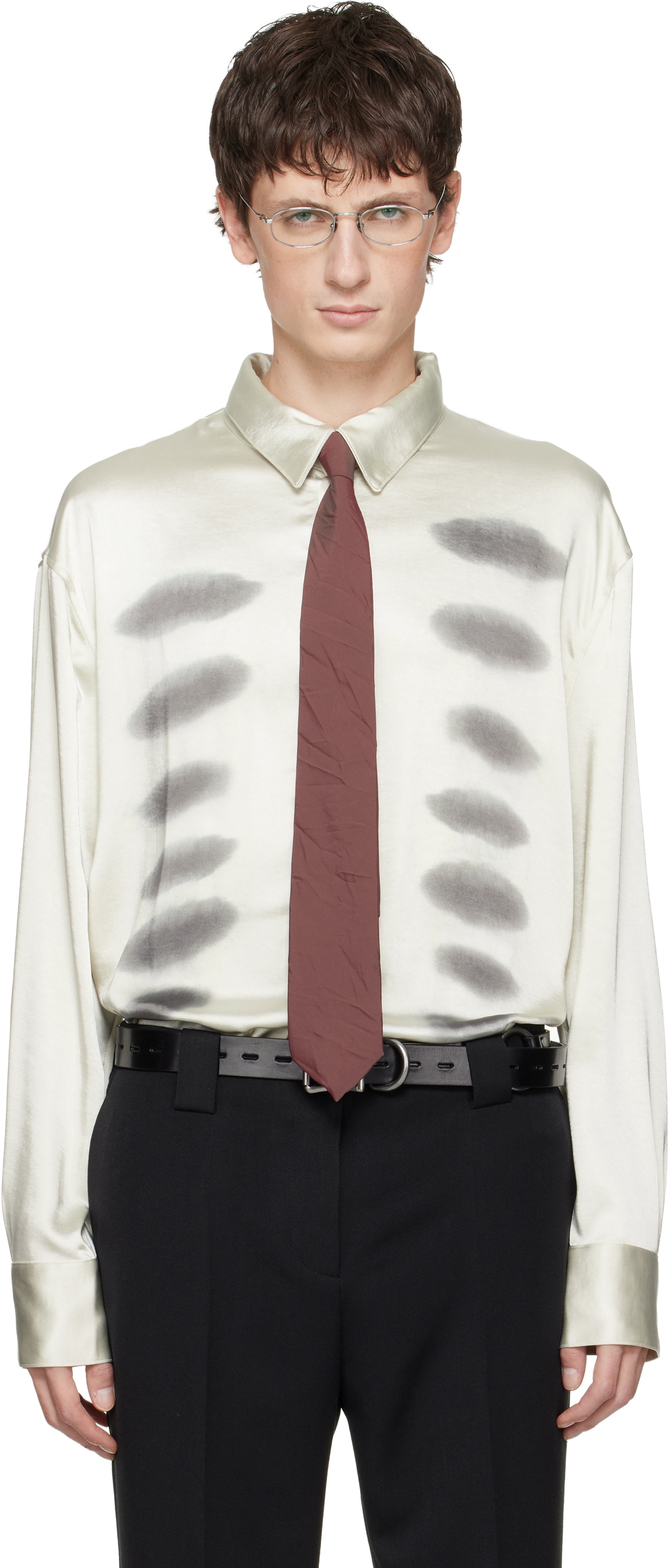 AVAVAV Off-White X-Ray Printed Satin Button-Up Shirt