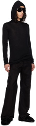 Rick Owens Black Garter Stitch Hoodie