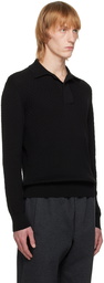 Salvatore Ferragamo Black Buttoned Polo