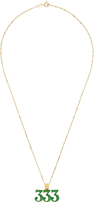 Photo: VEERT Gold & Green Enamel 333 Pendant Necklace