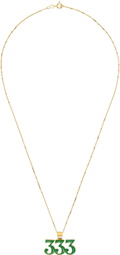 VEERT Gold & Green Enamel 333 Pendant Necklace