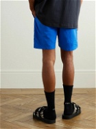 Wacko Maria - Straight-Leg Logo-Print Shell Drawstring Shorts - Blue