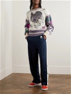 KENZO - Bowling Elephant Patchwork Merino Wool and Cotton-Blend Sweater - Neutrals