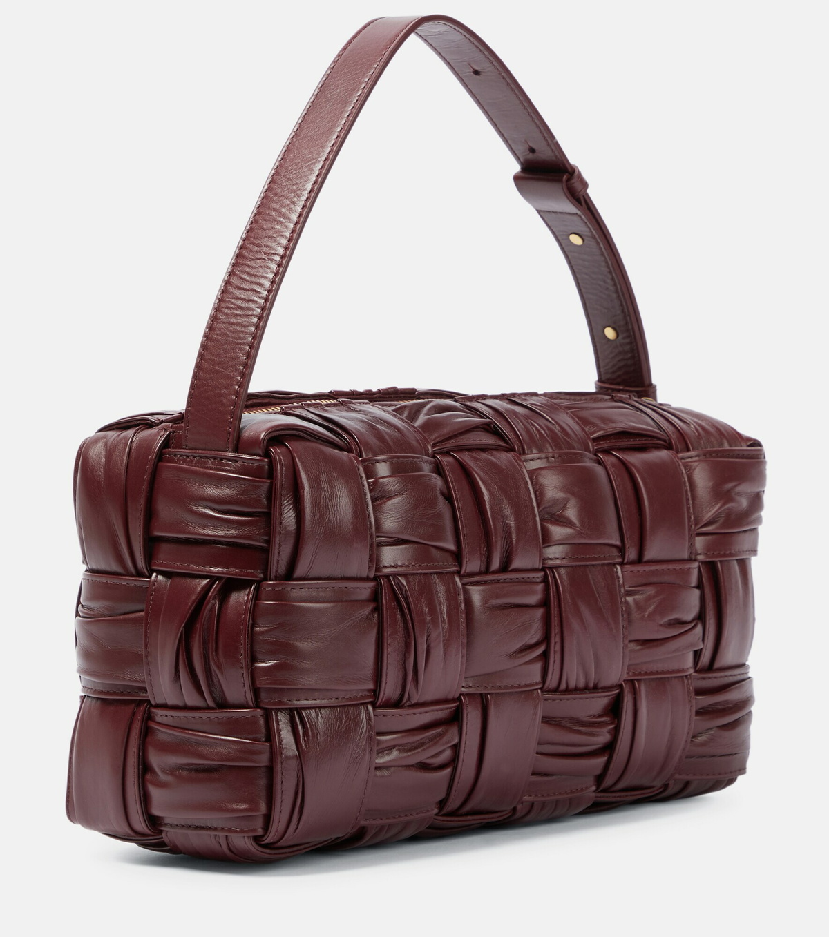 BOTTEGA VENETA ブラウン レザー ケース 編み込みデザイン Bottega Veneta - Plissé Brick Cassette leather shoulder bag