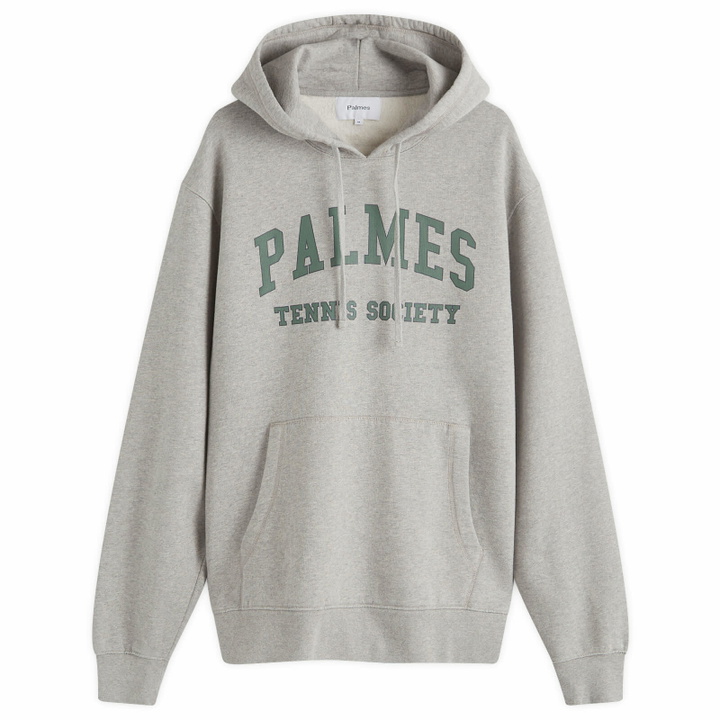 Photo: Palmes Men's Mats Collegiate Hoodie in Grey Melange