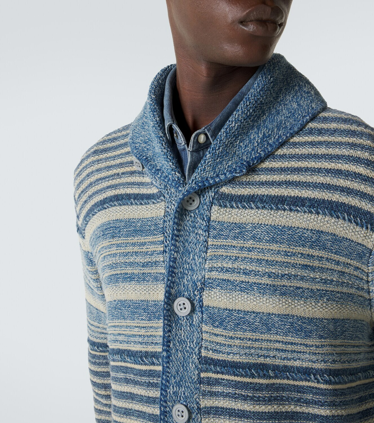 RRL Striped cotton and linen cardigan