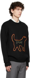 Bode Black Wool 'Sport' Crewneck Sweater