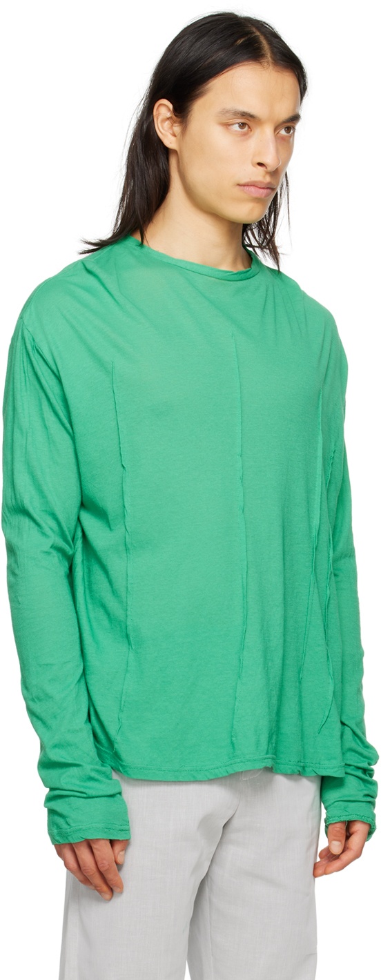 Edward Cuming Green Darted Long Sleeve T-Shirt