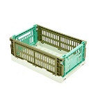 HAY Small Recycled Mix Colour Crate in Olive Dark Mint