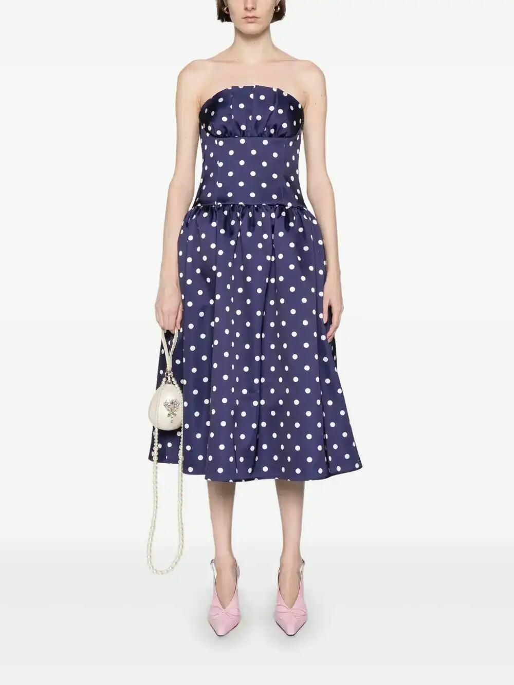 【Self-Portrait】UK発 Polka Dot Taffeta Midi Dress バンドゥ Self Portrait Cream Polka Dot Taffeta Midi Dress | Shopbop