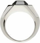 Alexander McQueen Silver & Black Jeweled Signet Ring