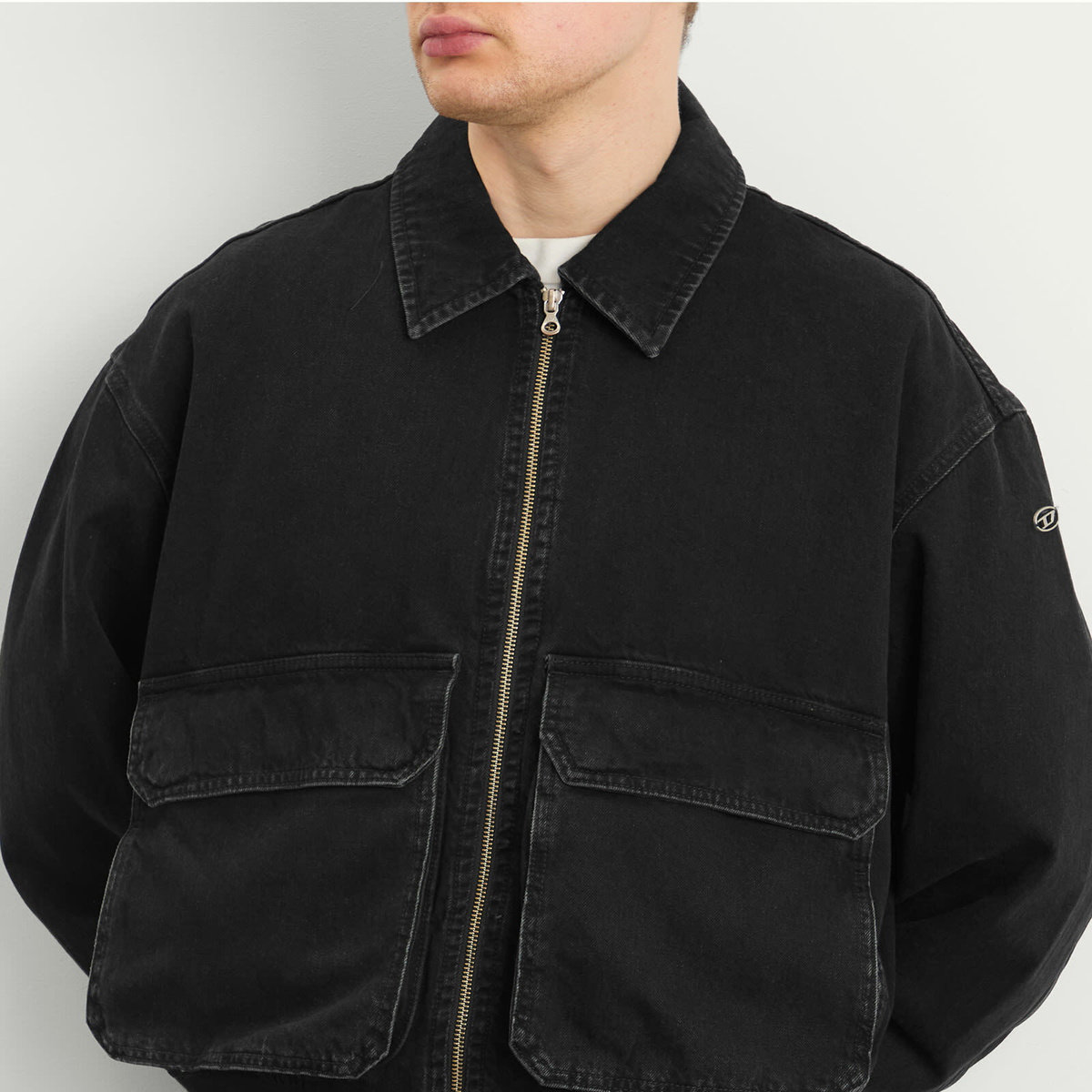 Diesel Men's Kurz Denim Bomber Jacket in Black