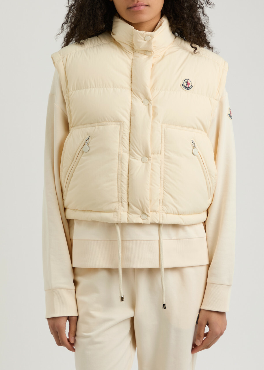 Moncler Selle Quilted Nylon Jacket Cream