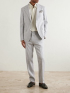 Mr P. - Straight-Leg Linen and Wool-Blend Suit Trousers - Gray
