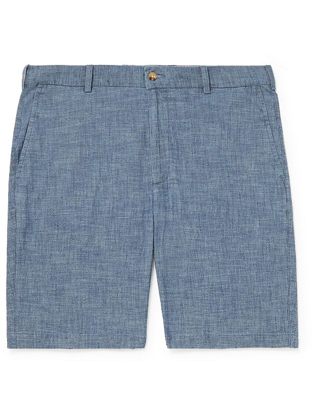 Photo: Peter Millar - Seaside Straight-Leg Cotton-Blend Chambray Shorts - Blue