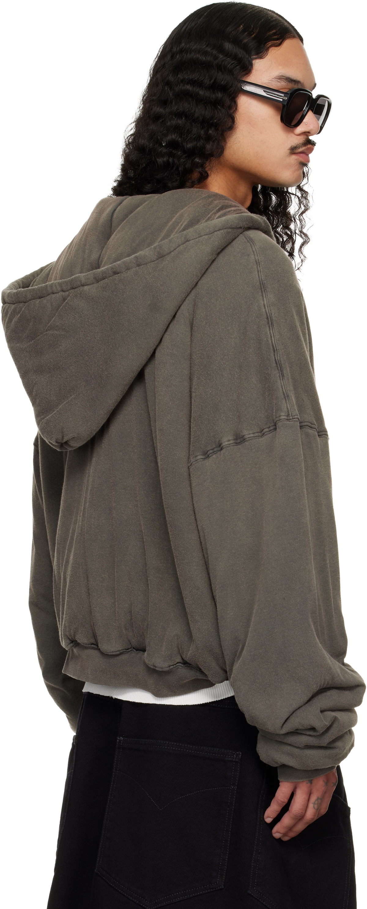 LU'U DAN Gray Wadded Hoodie