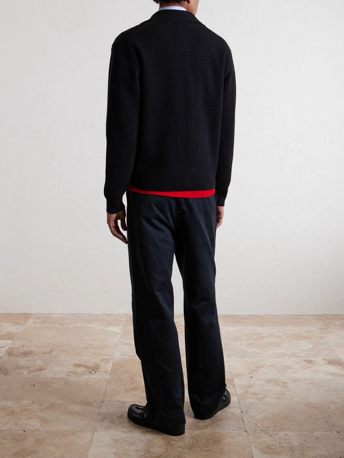 Auralee - Straight-Leg Pleated Cotton Chinos - Black
