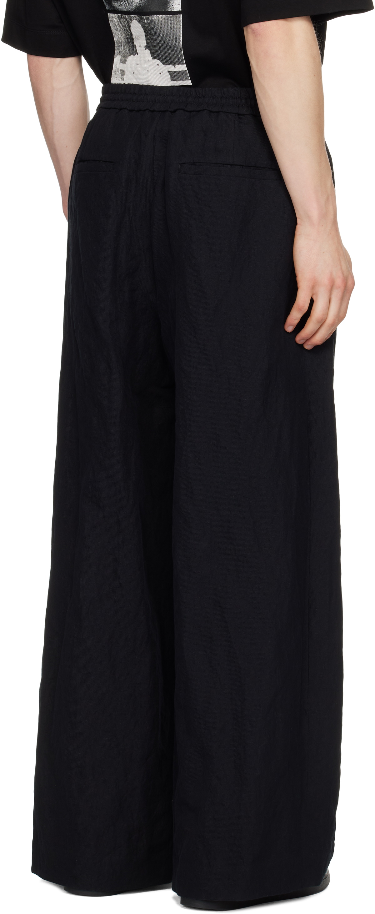 Juun.J Black Cotton-Linen Blended Trousers