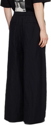 Juun.J Black Cotton-Linen Blended Trousers