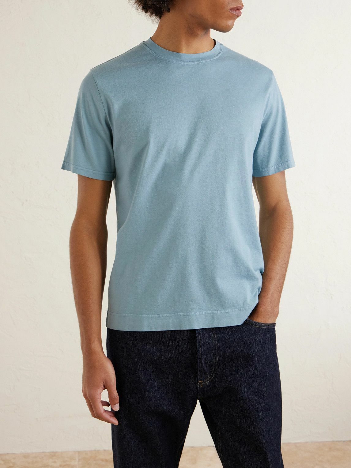 FEDELI - Organic Cotton-Jersey T-Shirt - Blue