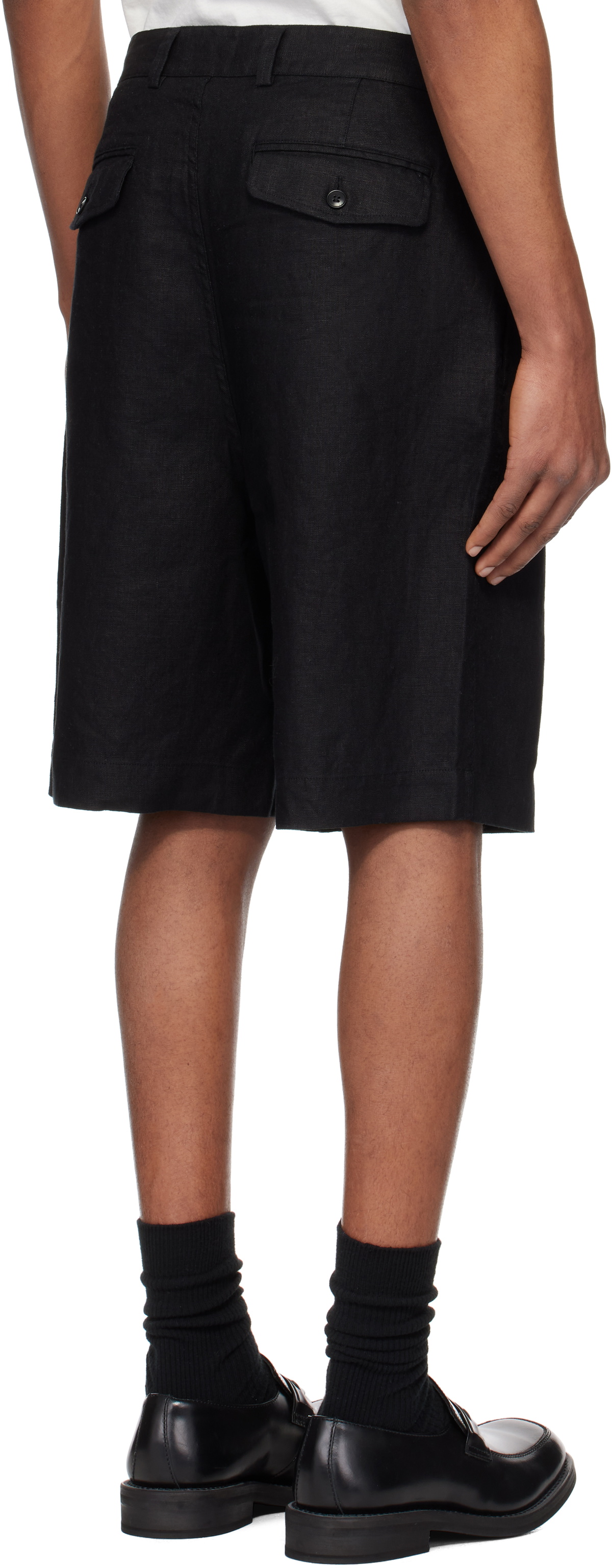 パンツ SUNFLOWER Pleated Linen Short - Black 46 Sunflower Pleated Linen Shorts | Black | FARFETCH