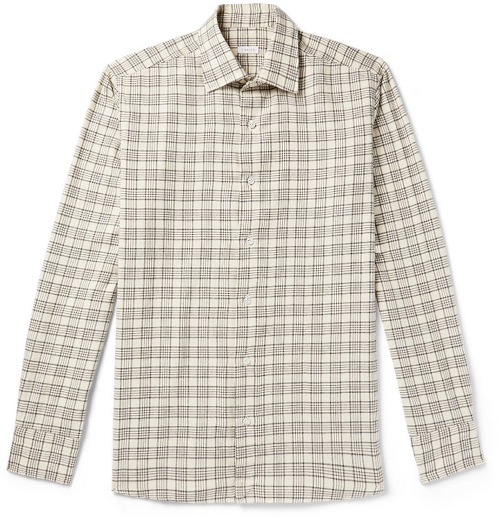 Photo: Caruso - Slim-Fit Checked Cotton-Flannel Shirt - Neutrals