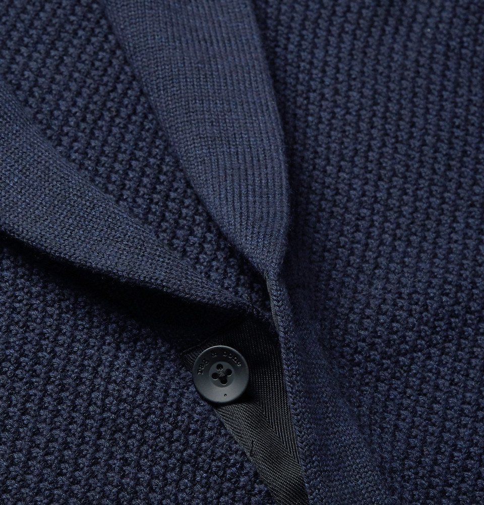 rag bone Cardiff Shawl Collar Merino Wool and Cotton Blend Cardigan Navy