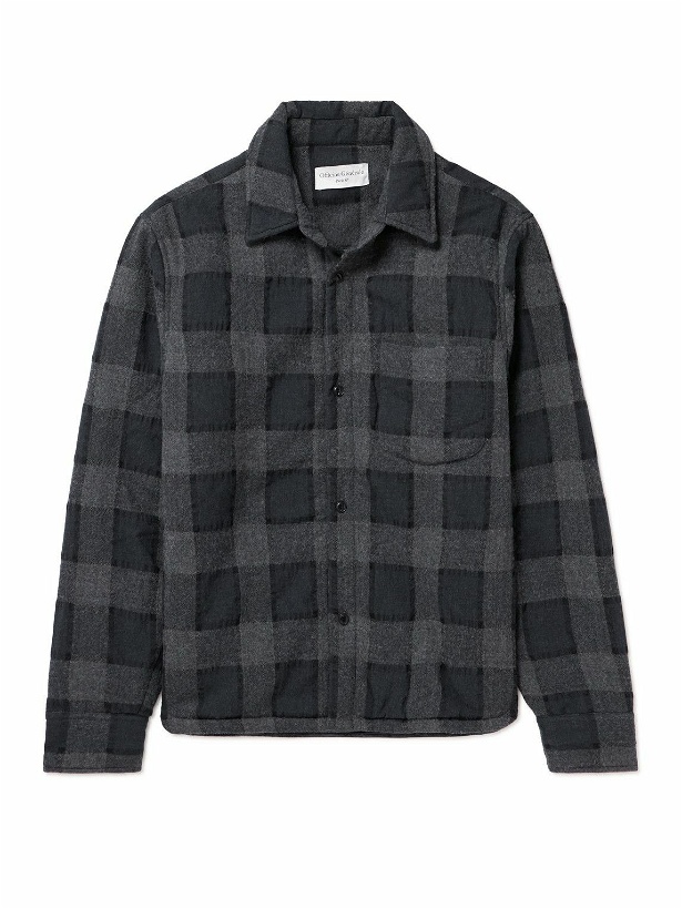 Photo: Officine Générale - Harring Checked Padded Woven Overshirt - Gray