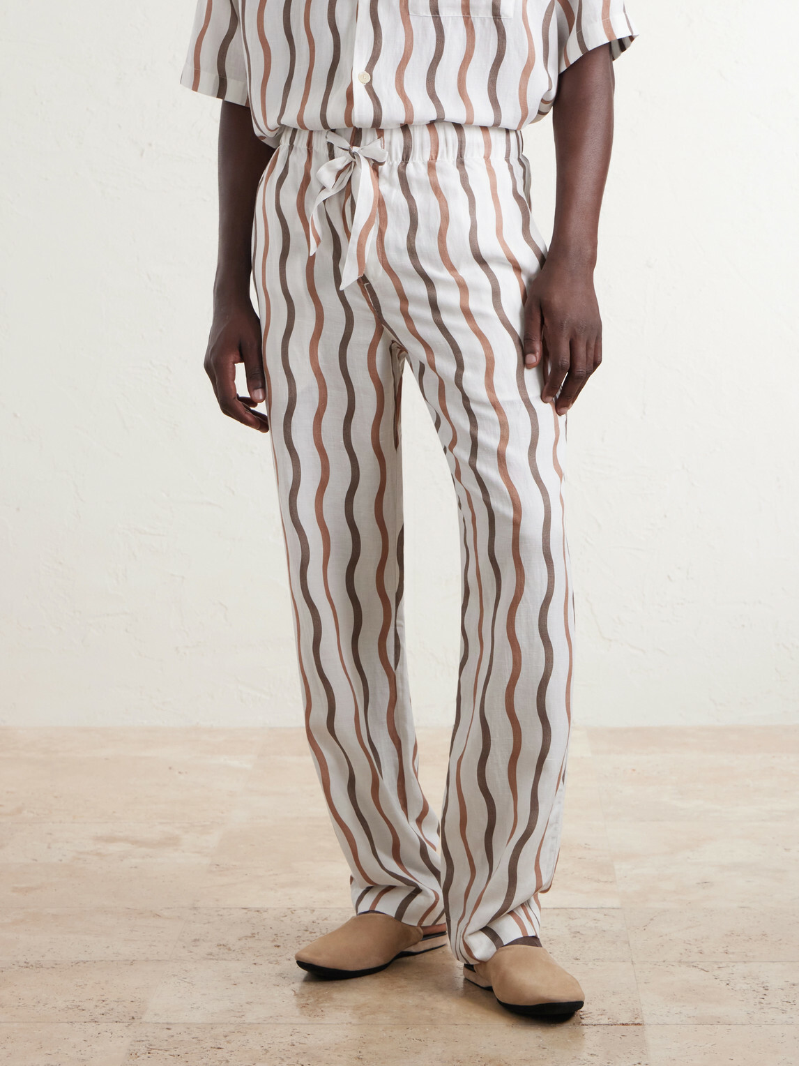 Frescobol Carioca - La Marzocco Delfino Striped Tencel® and Linen-Blend Pyjama Bottoms - Neutrals