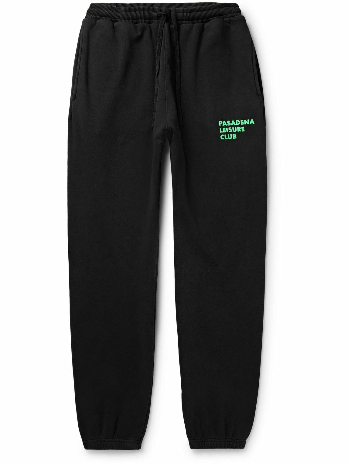 Photo: Pasadena Leisure Club - Puff Tapered Logo-Print Cotton-Jersey Sweatpants - Black