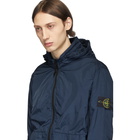 Stone Island Blue Nylon Zip-Up Jacket