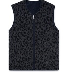 YMC - Reversible Leopard-Print Fleece Gilet - Blue